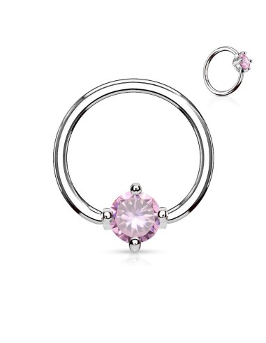 Piercing anneau captif  Strass rose modèle Brestole