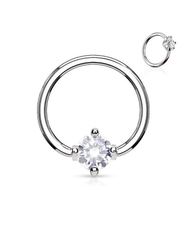 Piercing anneau captif  Strass blanc modèle Brostole