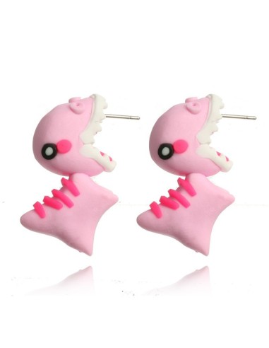 Boucles d'oreille dinosaure rose modèle Asmae