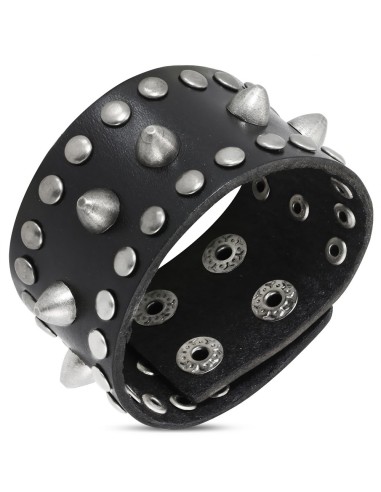 Bracelet cuir  noir modèle Bunifate
