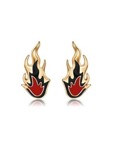 Boucles d'oreille flammes rouge et noires modèle Angasyl
