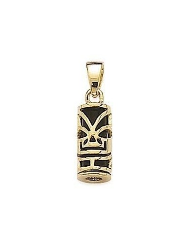 Pendentif Tiki Polyn/ésien Plaqu/é Or et imitation Turquoise Neuf