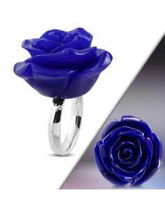 BAGUE fleur rose bleue modèle Bezziate