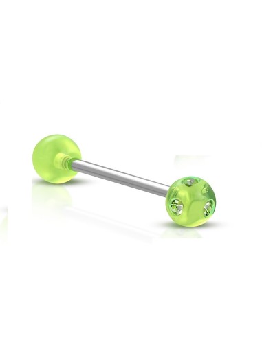 Piercing langue acrylique vert modèle Buzziate