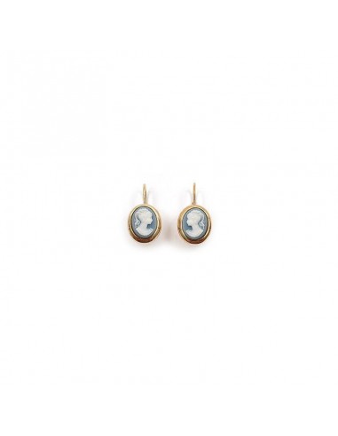 boucle d'oreille camées  bleu plaqué or