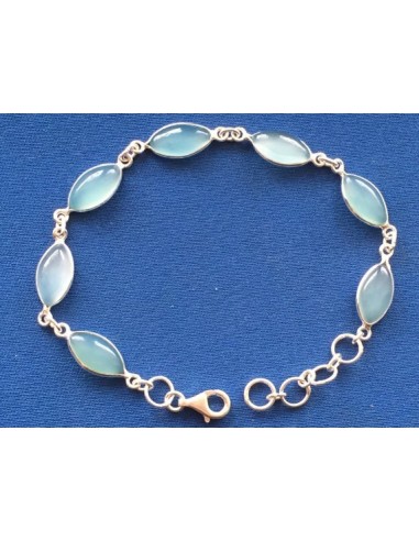 bracelet calcédoine marquise bleue argent