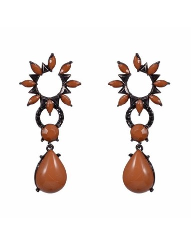 Boucles d'oreille marron en fantaisie modèle Boptiste