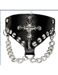bracelet skull croix et cuir