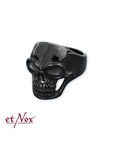bague skull acier noire
