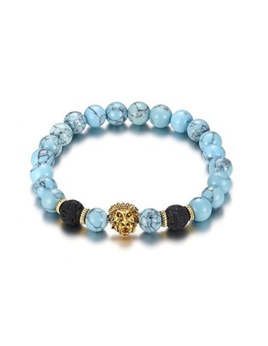 Bracelet lion perles bleues modèle Beldur