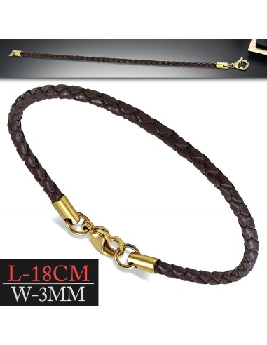 Bracelet cuir tressé marron  modèle Arezia