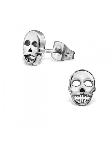 boucles d'oreilles skull acier