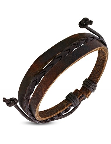 Bracelet multirangs cuir marron modèle Annie