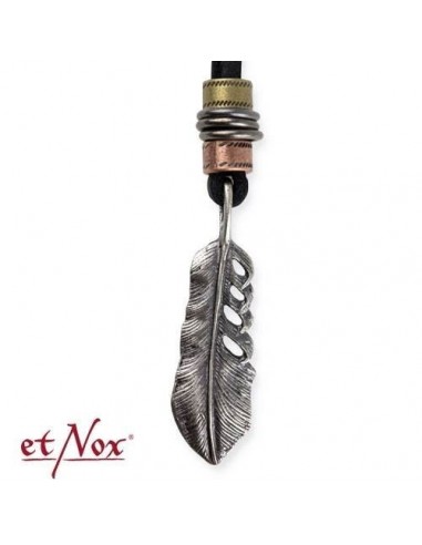 etNox - collier en cuir + Pendentif "plume"