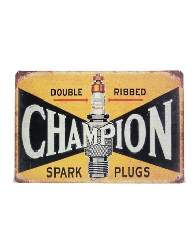 Plaque métal vintage Champion  -20 cm x 30 cm