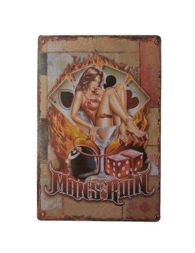 Plaque métal vintage sexy casino 20 x 30 cm