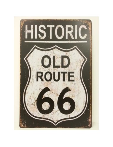 Plaque métal vintage route 66 historic 20 x 30 cm