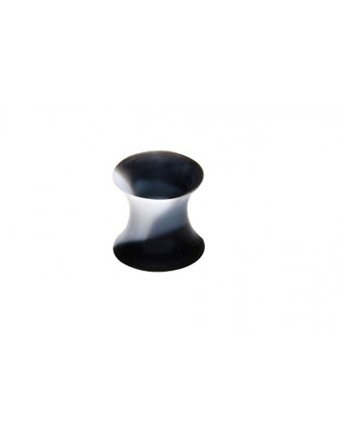 Piercing tunnel silicone flexible noir marbré modèle Behram