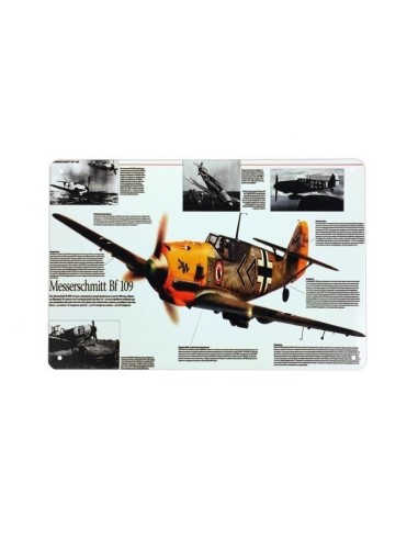 Plaque métal  Avion de guerre Messerschmitt  - 20x30