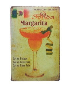 Plaque métal Cocktail Margarita 20 x 30 cm