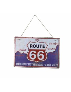 Plaque métal Route 66 en relief 30 x 40 cm
