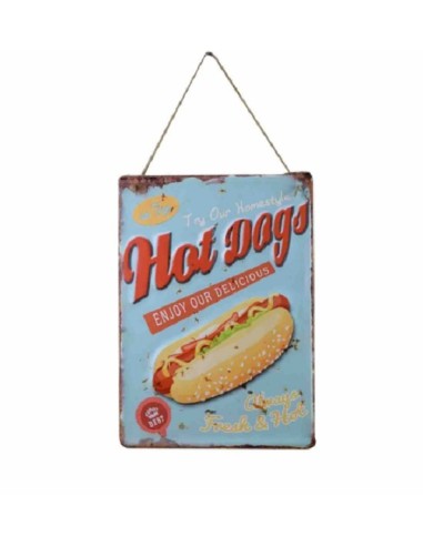 Plaque métal Hot Dogs en relief 30 x 40 cm