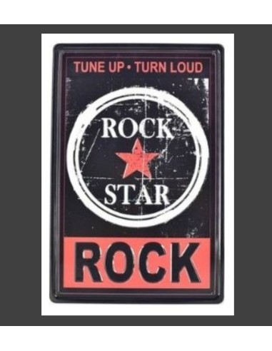 Plaque métal vintage Rock Star en relief 20 x 30 cm