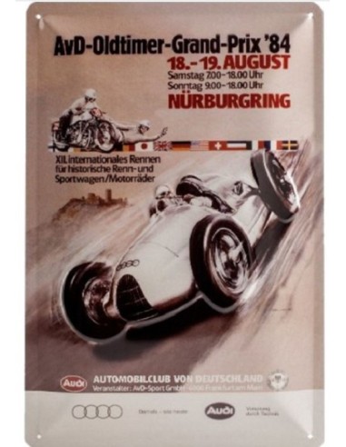 Plaque métal relief Audi  Grand Prix 84 – Nürburgring 20 cm x 30 cm