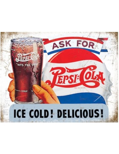 Plaque métal Pepsi Cola Ice Cold 20 cm x 30 cm