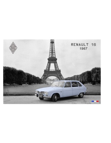 Plaque métal  RENAULT R16 et Tour Eiffel 30 cm x 20 cm