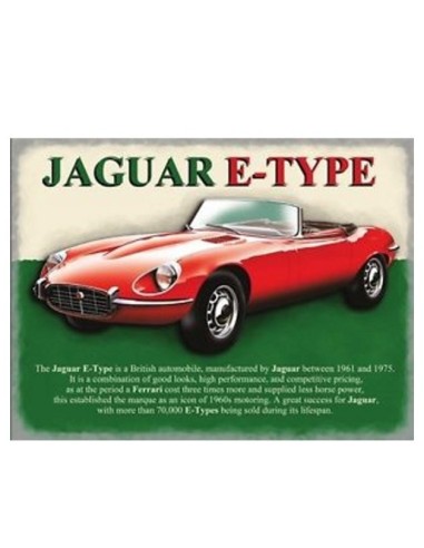Plaque métal Jaguar E-Type 30 cm x 20 cm