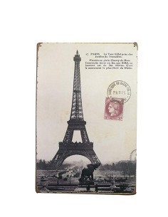 Plaque métal Tour Eiffel Trocadero 20 cm x 30 cm