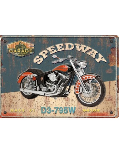 Plaque métal vintage moto speedway en relief 30 c x 40 cm
