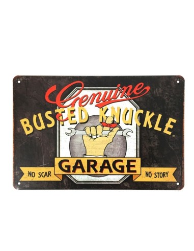 Plaque métal vintage busted knuckle 20 cm x 30 cm