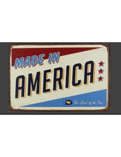 Plaque métal vintage Made in America 20 cm x 30 cm