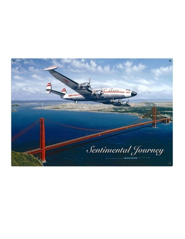 Plaque métal vintage Avion sentimental journey  30 cm x 20 cm