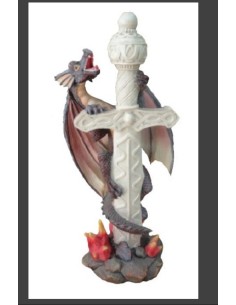 Figurine dragon et épée blanche modèle Ambrigio