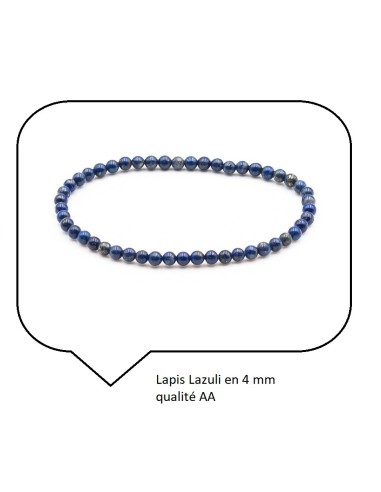 Bracelet en Lapis lazuli boules 4 mm qualité AA modèle Attily