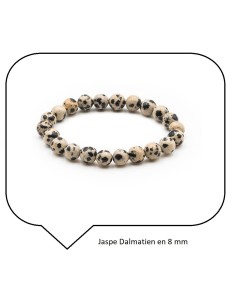 Bracelet jaspe dalmatien en 8 mm modèle Amatus
