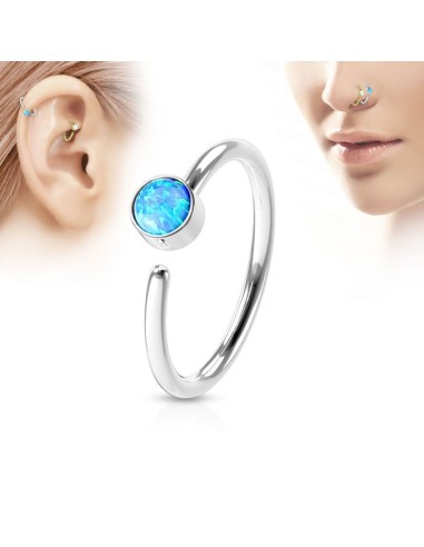Piercing nez anneau en acier et opale modèle Lecteur