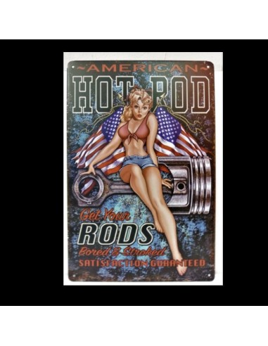 Plaque métalPin Up Hot Rod vintage 20 x 30 cm