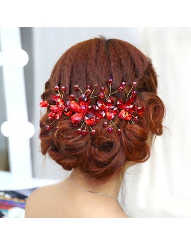 Accessoire cheveux headband fleurs rouge modèle Boudelie