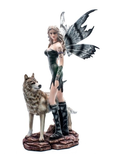 Statuette figurine fée et loup