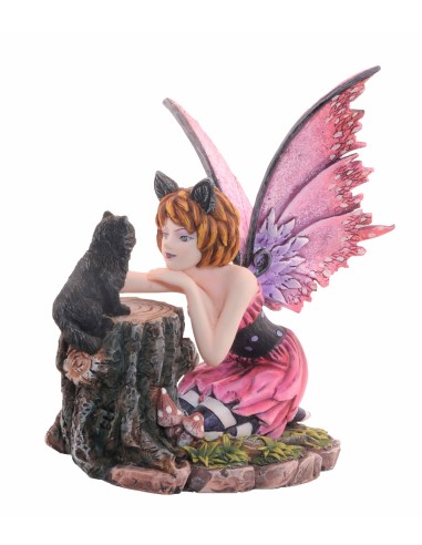 Statuette figurine fée et chat modèle Besile