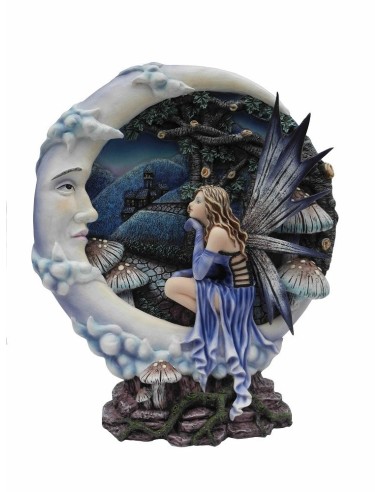Statuette figurine fée  et lune modèle Bisile
