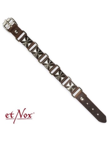 Bracelet croix de malte  cuir et métal modèle Budelie