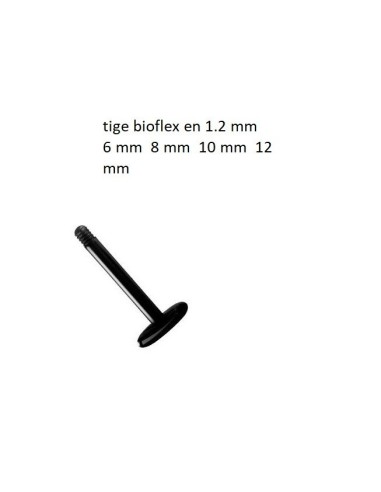 Accessoire piercing tige labret en bioflex noir 1.2 mm  modèle Bosile