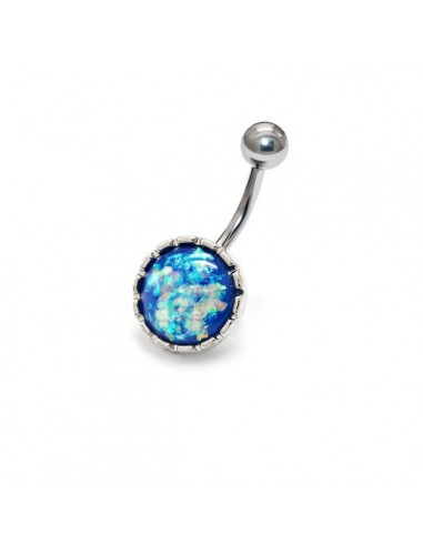 piercing nombril avec une opale bleue