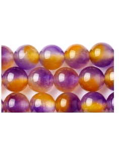 Perles en agate couleur citrine et mauve modèle Bruxite