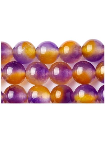 Perles en agate couleur citrine et mauve modèle Bruxite